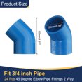 thumbnail image 2 of Uxcell 24Pcs 3/4" 45 Grados Codo Accesorios de Tubo, Grado de Construcción de Muebles Adaptador de Esquina de 2 Vías de 45 Grados para Conexión de Muebles de Construcción DIY, Estante de Jardín, Azul, 2 of 6
