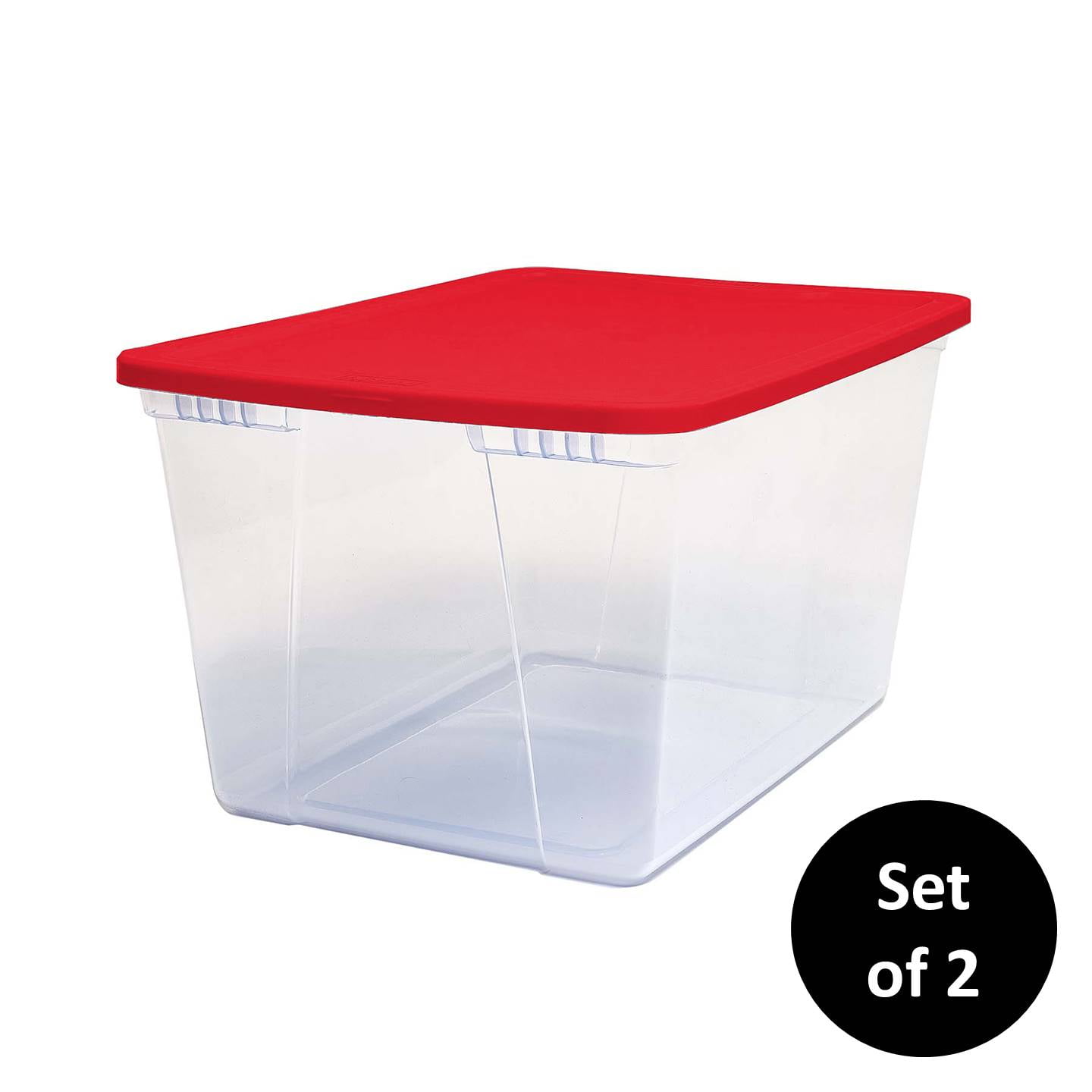 Homz 56 Quart Snaplock® Storage Container, Clear Base and Red Lid, Set