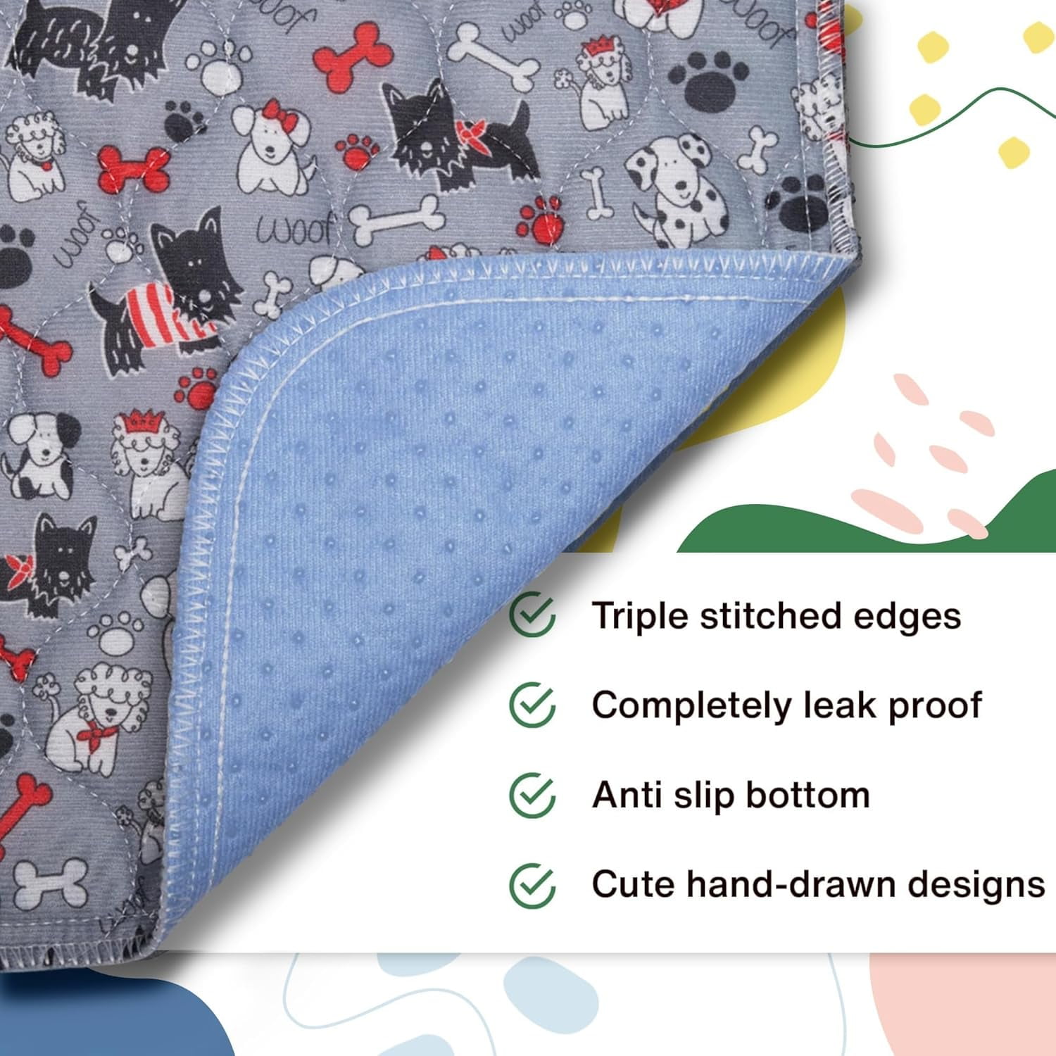 Caldwell's Pet Supply Co. 34x36 Washable Pee Pads for Dogs, Medium Dog Mats (Set of 2)