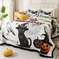 thumbnail image 4 of Evenhug Halloween Quilt Set,3-Piece Queen Size Bat Crow Pumpkin Halloween Themed Bedding Set Reversible Coverlet Set with 2 Pillow Shams, 4 of 6