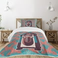 thumbnail image 3 of Ambesonne Paisley Quilted Bedspread Set 2 Pcs, Retro Music Box Party, Twin Size, Dried Rose Turquoise, 3 of 6