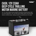 thumbnail image 2 of Casil 12V 33Ah Deep Cycle Trolling Motor Marine Battery - Deep Cycle Marine Battery 12V AGM - 12 Volt Deep Cycle Marine Battery for Boats Kayak Trolling Motor Newport Trolling Motor, 2 of 5