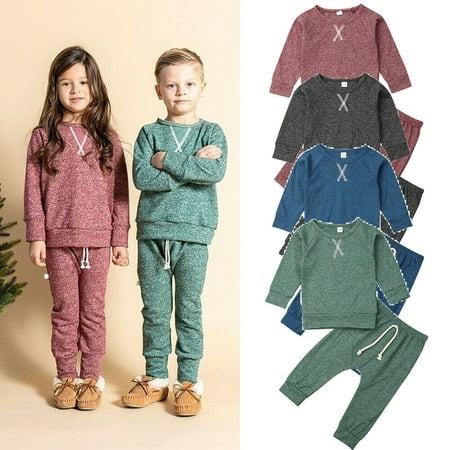 

Unisex Baby Autumn Outfits Long Sleeve Solid Color Coton Tops + Pants Two Piece Minimalist Clothes Set for Newborn Infant
