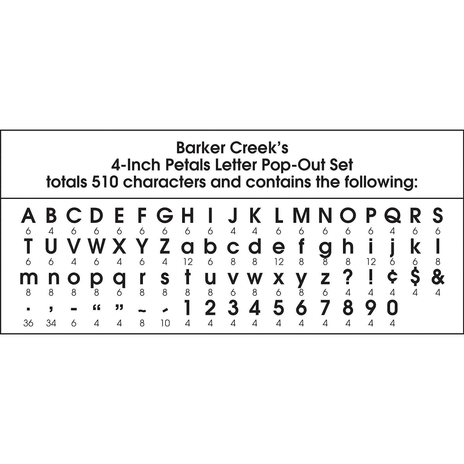 Barker Creek Petals 4" Letter Pop-outs - 510 Characters