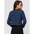 thumbnail image 3 of DARING DIVA Women's Collarless Button Down Long Sleeve Denim Jacket XS Dark Blue, 3 of 6