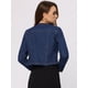 thumbnail image 3 of Chaqueta de mezclilla para mujer Chaquetas de mezclilla cortas con botones sin cuello Azul oscuro L, 3 of 6