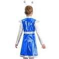 thumbnail image 2 of TiaoBug Kids Girls Alien Outerspace Dress-up Metallic Robot A Line Dress with Feeler Headband Royal Blue 16, 2 of 7