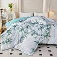thumbnail image 6 of Koniroom 3Pcs Green Comforter Set King Size– Reversible Microfiber Bamboo Botanical Bedding in Mint & White, 6 of 12