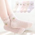 thumbnail image 4 of Zanarzt Toddler Socks Multipack Cotton Baby Girls Toddlers Grips Socks 5 Pairs Kids Anti Slip Cartoon Crew Breathable Cotton Socks Pink,6-8 Years, 4 of 9