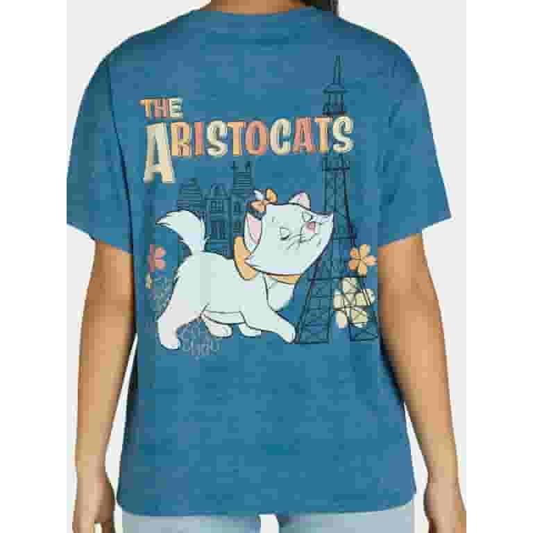 ★WAIKEI★ Vintage Aristocats Archive Short Sleeve T-Shirt W Disney Aristocats Juniors Vintage Graphic Tee, Short Sleeves