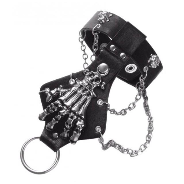 de de material cuero PU Negro Gótico Brazaletes Punk Regalos de Joyería de BLESIY Pulsera de motociclista con guante de mano