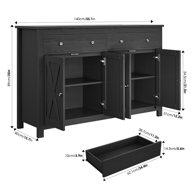 Walmart black cheap buffet table