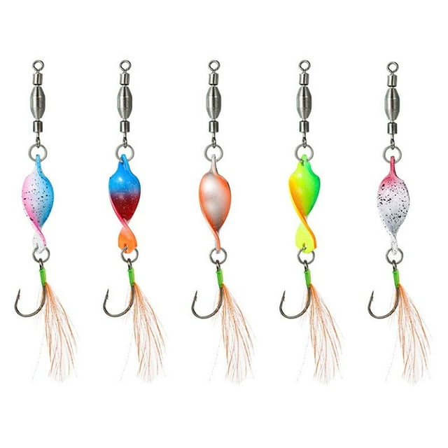 5pcs/box Fishing Spinner Bait Spoon Lures Metal Fishing Bass Pike Hard Feather