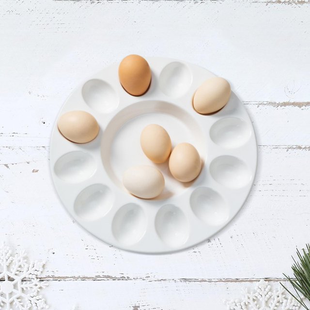 Bandeja para huevos, plato con base para mariscos, plato de comida apilable de cerámica, sartén para caracoles, plato para viajes, parrilla, hornear, 32cm