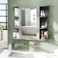thumbnail image 3 of BOBOKY Bathroom Medicine Cabinet, Bathroom Mirror Cabinet Wall Mounted with 6 Side Open Shelves, Wall Cabinet with Mirror,Grey, 3 of 8