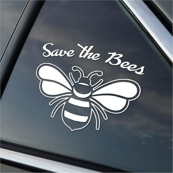 Save The Bees Vinyl Car Window Decal Sticker White