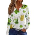 thumbnail image 2 of St.Patrick's Day T-shirt Women - Irish Lucky Clover 3/4 Sleeve Shirt, Fashion Shamrock Green Shirt, Costume for St.Patrick's Day|Style ELight GreenL, 2 of 5