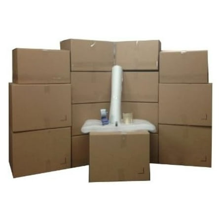 Moving Boxes Kit - 15 Pack - Large & Medium Corrugated Boxes with Tape, Dispenser, Packing Paper & Bubble Wrap - Home & Office Relocation Supplies