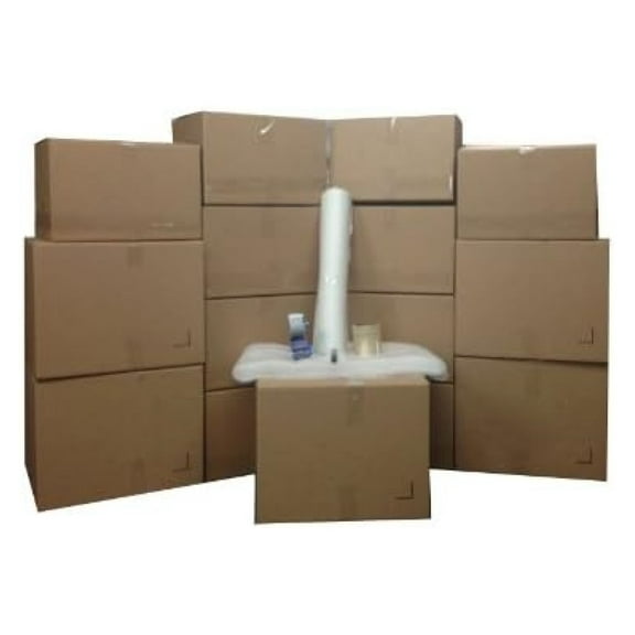 Moving Boxes Kit - 15 Pack - Large & Medium Corrugated Boxes with Tape, Dispenser, Packing Paper & Bubble Wrap - Home & Office Relocation Supplies