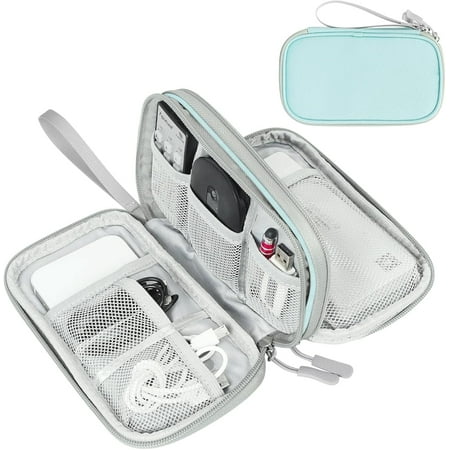 THTGDW-Electronic Organizer Travel Cable Organizer Bag Pouch Electronic Accessories Carry Case Portable Waterproof Double Layers All-in-One Storage Bag for Cable Charger Phone Earphone Mint Gree