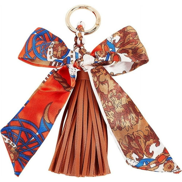2 llaveros con borlas de seda Sienna con lazo para bolso, llavero decorativo para mujer y niña.