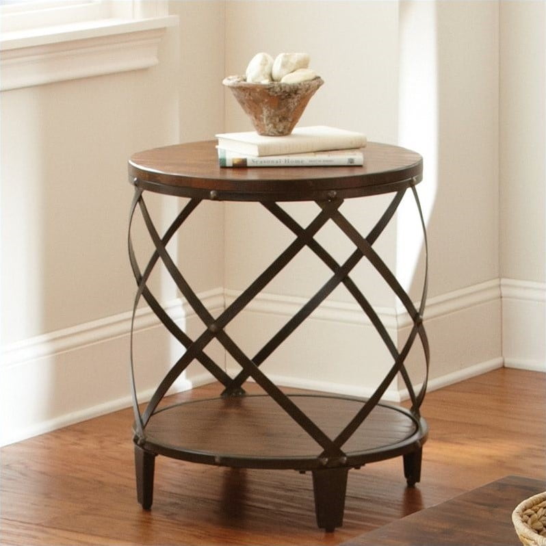 Steve Silver Company Winston Round End Table in Distressed Tobacco Images Steve Silver Company Winston Round End Table in Distressed Tobacco