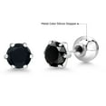 thumbnail image 6 of Gem Stone King Platinum Black Onyx Stud Earrings for Women Men (1.60 Cttw, Gemstone Birthstone, Round 6MM), 6 of 6