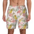 thumbnail image 3 of Uemuo Tropical Pink Flamingo Pineapple Pattern Mens Swim Trunks Quick Dry Board Shorts with Mesh Lining, Stretch Beach Shorts Quick Dry No-Chafing Board Shorts-Small, 3 of 9