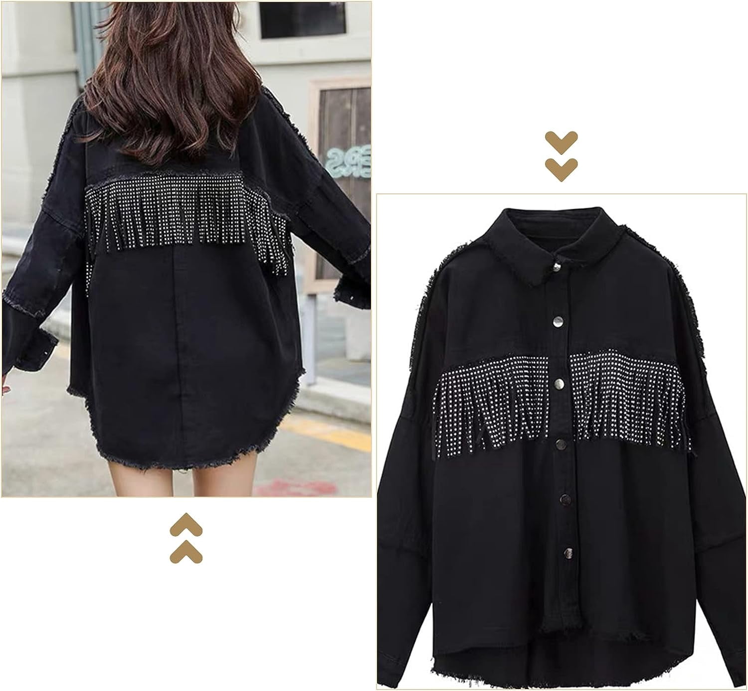 4 Yards 5.5 Inches Faux Suede Fringe Trim Rivet Leather Fringe Trim Leather Tassel Fringe Lace Ribbon for DIY Sewing Craft Garment Handbag Hem Accessories (Black)