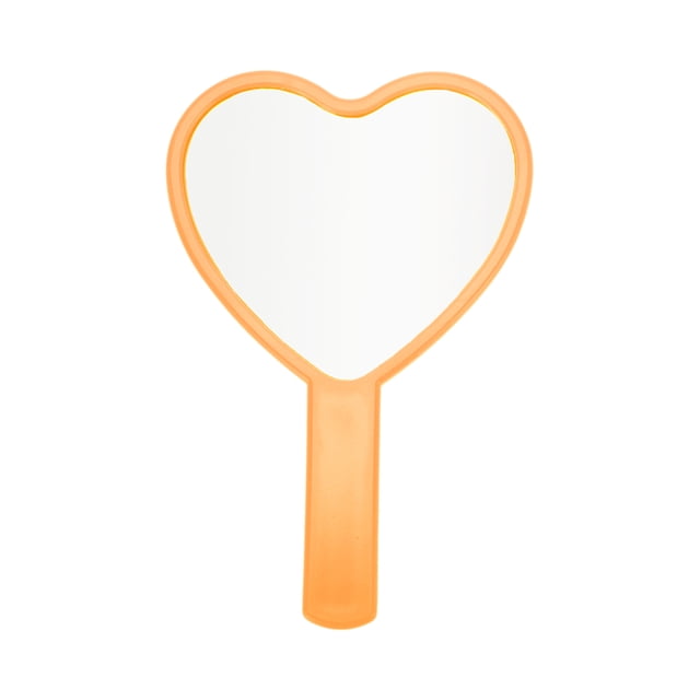 Unique Bargains 1 Pc Espejo de mano en forma de corazón para viajes de vacaciones, plástico amarillo, vidrio