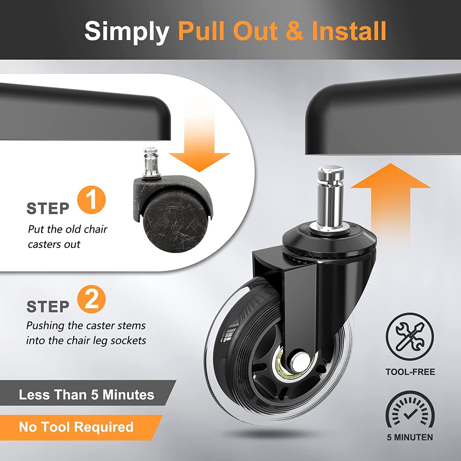 Soontrans Office Chair Wheels,10mm Stem, IKEA Chairs Compatible