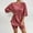 Red, variant on Women's 2 Piece Outfits Ribbed Knit Tracksuit Oversized Short Sleeve T-shirt Loose Biker Shorts Sets Loungewear Sweatsuits