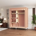 thumbnail image 4 of 105cm Peach Color Compact Portable Closet Wardrobe, Multi-Layer Non-Woven Fabric Clothing Storage Organizer with Sturdy Steel Pipe, for Small Bedroom Dorm Apartment Tiny Space, 4 of 10