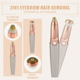thumbnail image 2 of Unique Bargains 1 Pcs Yebrow Trimmer for Women 2 in 1 Eyebrow Razor USB Rechargeable for Lips Face Body Gold Tone, 2 of 7