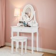 thumbnail image 1 of Modern Vanity Desk with LED Lighted Mirror and Stool, Dressing Table with 3 Drawers for Makeup, Jewelry, and Daily Use, 1 of 7