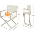 thumbnail image 2 of Set of 2 Outdoor Sling Mesh Chairs, Extra-Wide Foldable Directors Chairs Sets, Woodgrain Armrests, Outdoor, Apricot, 2 of 9