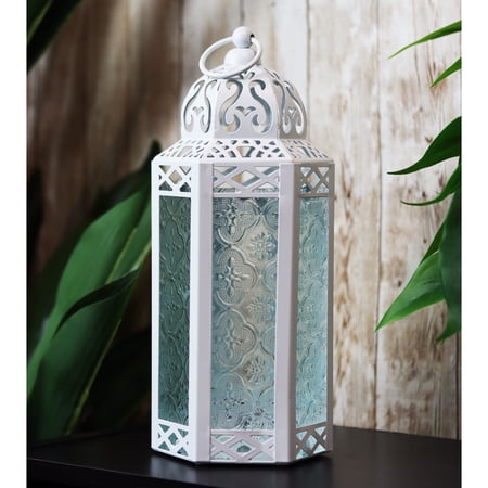 Moroccan Lantern Decorative Candle Holder for Decor  White  Medium