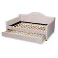 thumbnail image 2 of Baxton Studio Perry Light Pink Velvet Button Tufted Queen Size Daybed with Trundle, 2 of 11