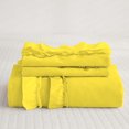 thumbnail image 3 of DNG Creations 5 Piece Double Ruffle Duvet Cover With Zipper Closure ( Solid Yellow ) All-Season 100% Egyptian Cotton, 800 Thread Count ( Oversized Queen - Size ), 3 of 6