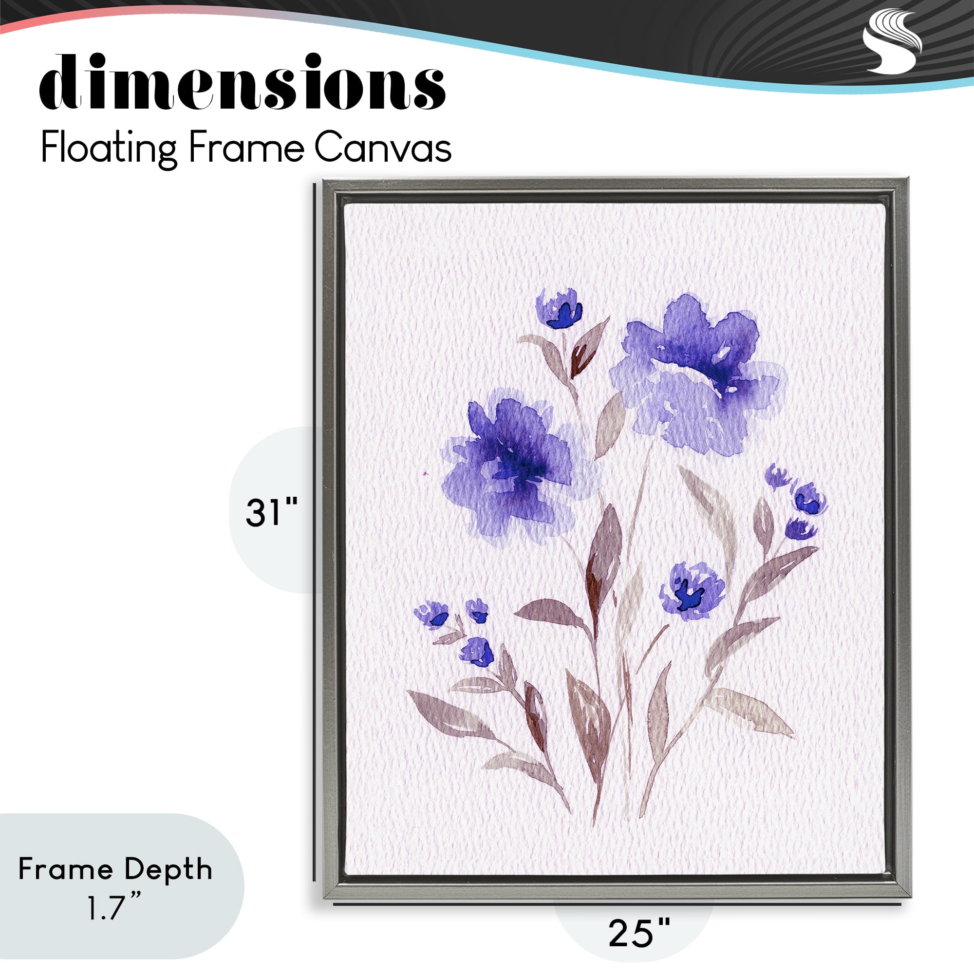 Stupell Industries Blooming Purple Flowers Gray Framed Floater Canvas Wall Art, design by Leah Noel Art
