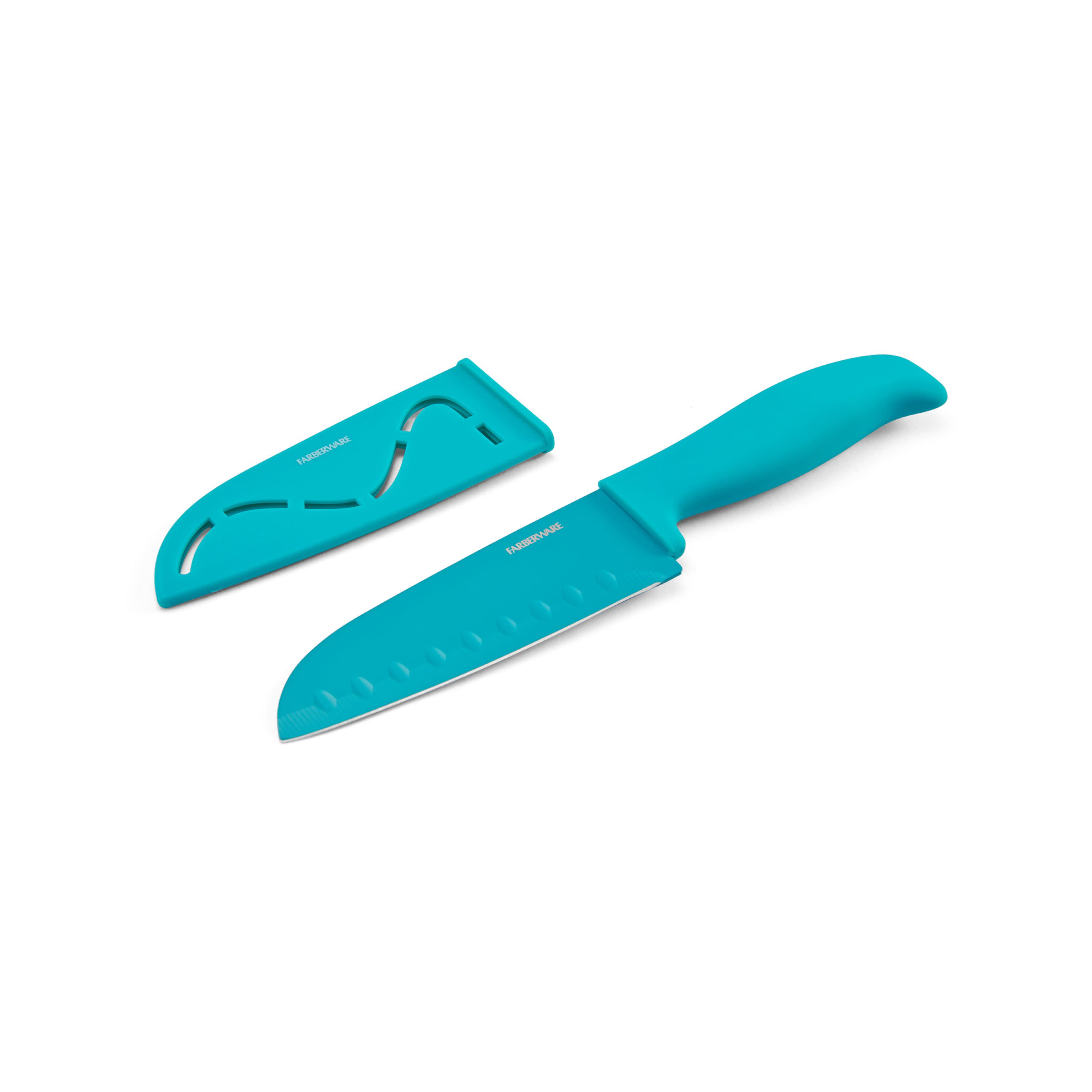Farberware Soft Grip Slice and Dice Knife, 7-Inch, Teal