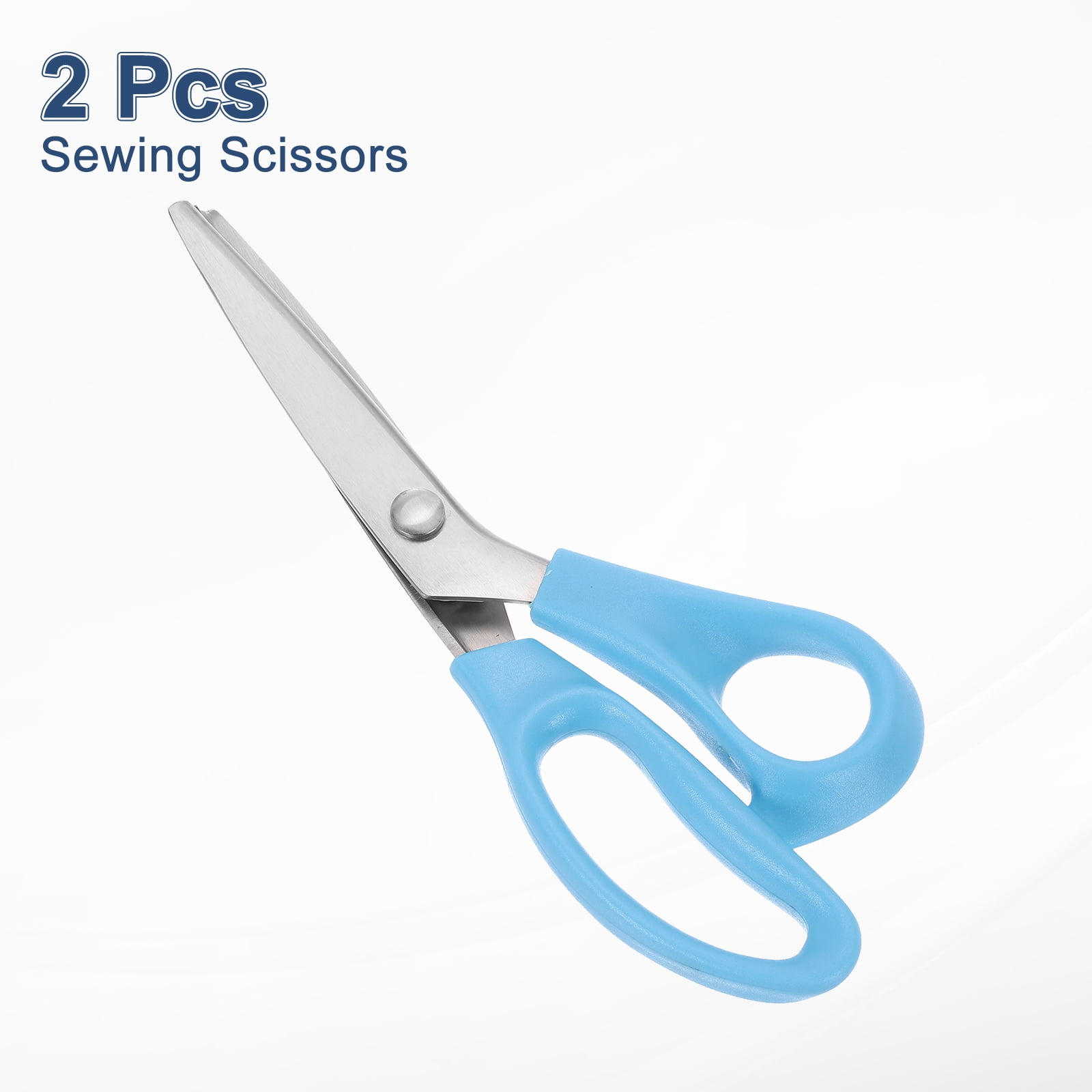 Uxcell 2pcs Sewing Scissors Serrated Tailor Scissors Stainless Steel Shears for Fabric Cutting Embroidery Sewing Handcraft DIY Tool Blue