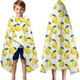 thumbnail image 3 of Yellow Lemon Fruit Slices White Pattern Hooded Bath Towel，60"x35" for Ages 3 To 12 Kids, Quick Dry Lightweight Soft Microfiber Hood Beach Towel Cover Up for Kids, 3 of 7