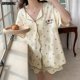 thumbnail image 1 of Conjunto de Pijamas coreanos para mujer, ropa de dormir para estar en casa, con solapa dulce, con estampado de oso Kawaii, traje japonés de verano, 1 of 4