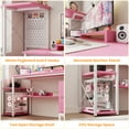 thumbnail image 6 of Homieasy 53" Gaming Desk with 2 Fabric Drawers & LED Lights, Reversible Computer Gaming Desk with Power Outlets, Writing Desk with Monitor Stand for Home & Office, with Pegboard, Pink, 6 of 9