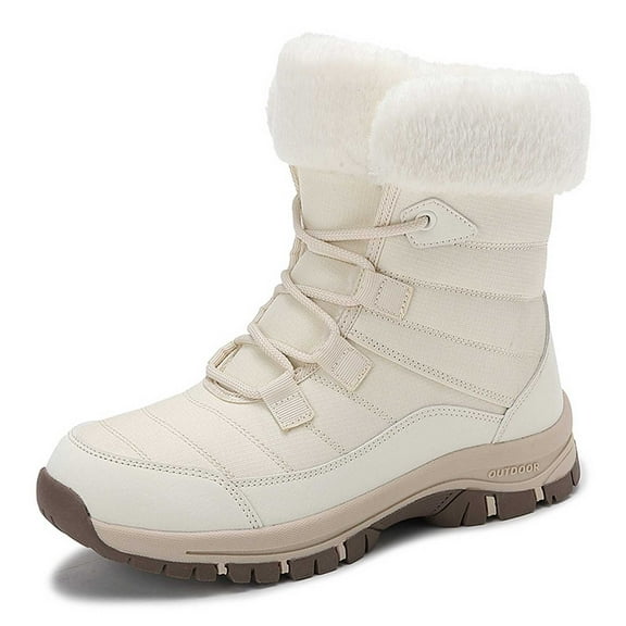 Women's Boots Thermal Footwear Insulated Mid Calf Warm Hiking Lined Boots for Outdoor Ladies