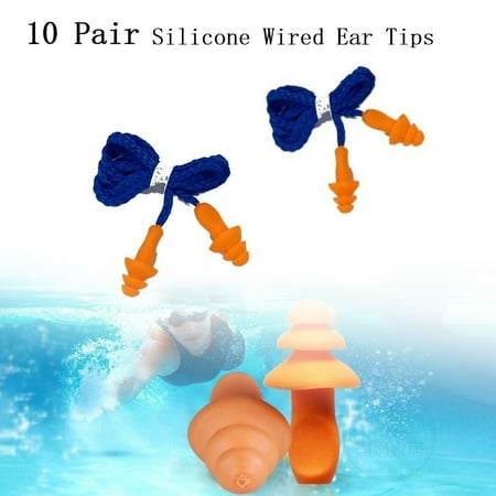 

10 Pairs Soft Silicone Corded Ear Plugs 33Db Anti Noise Reusable Hearing Protect