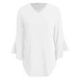 thumbnail image 5 of Ediodpoh Women's V Neck Flutter Sleeve T Shirt Casual Comfortable Blouse for Daily Vacation Wear with Jeans Spring Summer Fall T Shirts for Women White S, 5 of 5