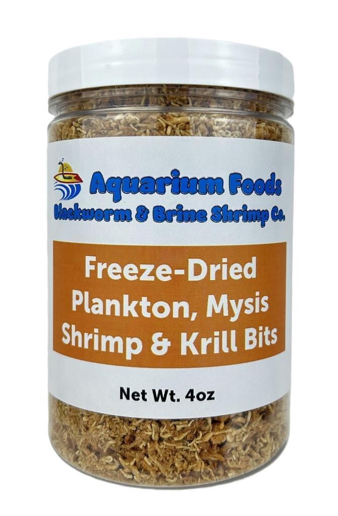 Pacific Plankton, Mysis Shrimp & Krill Bits - Freeze-Dried for Cichlids, Koi & Pond Fish, All Tropical Fish and Marine Fish - 4oz Lg Round Jar