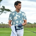 thumbnail image 6 of Balery Lilies Flowers Printed Men’s Short Sleeve Polo Shirt, Midweight Men's Shirt,Golf Polo shirts -, 6 of 9